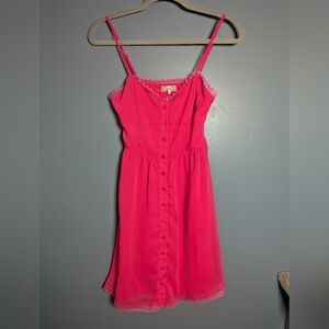 Kirra Hot pink Spaghetti Strap Mini Dress Barbie Babydoll Juniors Size Small